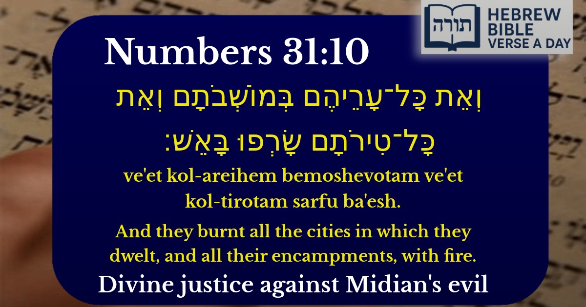 Numbers 31:10 - במדבר 31:10